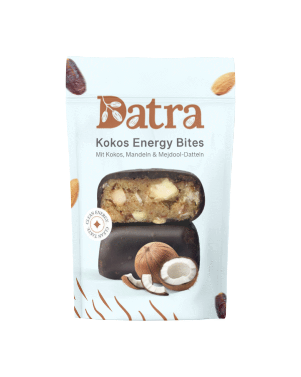 DATRA KOKOS Datra – Kokos Energy Bites – Mit Kokos, Mandeln & Medjool-Datteln.