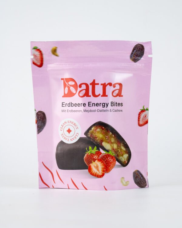 Datra – Erdbeere Energy Bites – Mit Erdbeeren, Medjool-Datteln & Cashew.